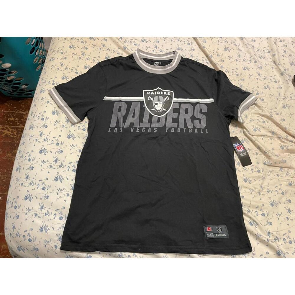 NFL Team Apparel Las Vegas Raiders T Shirt Men’s Size Large Black And Gray